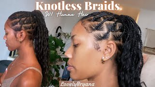 Small Knotless Feed-in Braids w/ Curly Human Hair Bundles | On Self | LovelyBryana