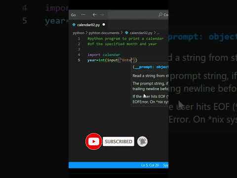 Python program to print a calendar of the specified month and year💖👌#shorts #python