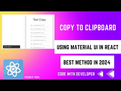 Copy To Clipboard React | Easy way to clipboard in react | Copy Text in MaterialUI in react |#react