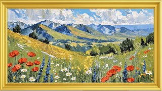 Valley of Poppies | Valle de Amapolas – 4K Framed Spring Landscape Art | No Music