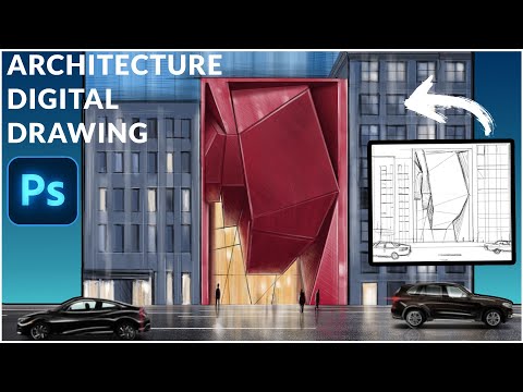 Architecture Digital Drawing in Photoshop (elevation)