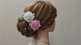 EASY & QUICK HAIRSTYLE 🌸 BUN HAIRSTYLE 🧿#vtouch #viral #hairstylist #likesharesubscribe #youtube