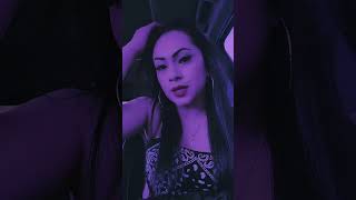 Stunning Woman Poses in Car Under Purple Light#carselfie #purpleaesthetic #makeupgoals