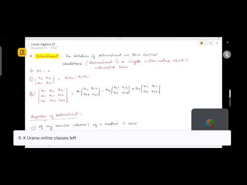 Linear Algebra L-5|Determinants | CSIR NET Maths #csirnetmaths #cgsetmaths #determinants