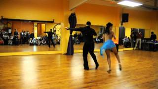 Darlin Garcia and Liz Becerra perform their On1 Salsa AIM January Salsa Social