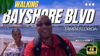 Tampa Florida Walking Tour Bayshore Blvd | 4k Video