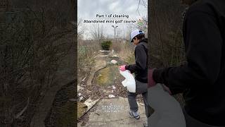 Restoring abandoned mini golf course part 1 ⛳️ #golf #minigolf #puttputt #illinois #landscape #pga