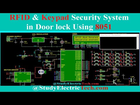 RFID And Keypad Security door lock Using 8051 Microcontroller - proteus