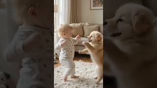 baby boy fighting with a puppy | Epic AI Battle Showdown! #aibattle #fypviral #ai #cute #shorts