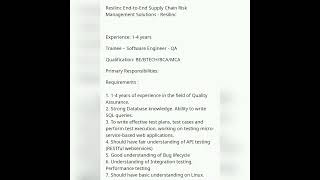 Software Engineer#fresher #experienced #getemployed #youtubeshorts #qajobs #softwaretestingjobs