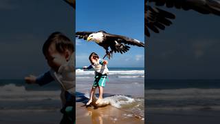 A giant eagle picked up the child! This is how the sailor saved his life! 🦅⚠️ #youtubeshorts