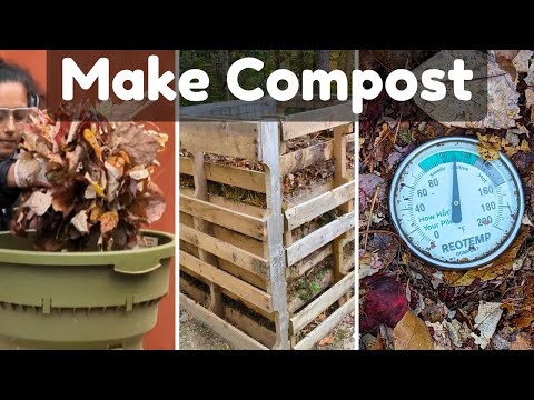 How To Make Compost Easily | Using Leaves Kitchen Scraps Grass || Budget Gardening