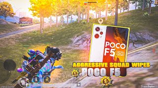 AGGRESSIVE SQUAD WIPES 💥 IN POCO F5  SMOOTH + 90 FPS PUBG/BGMI TEST 2024