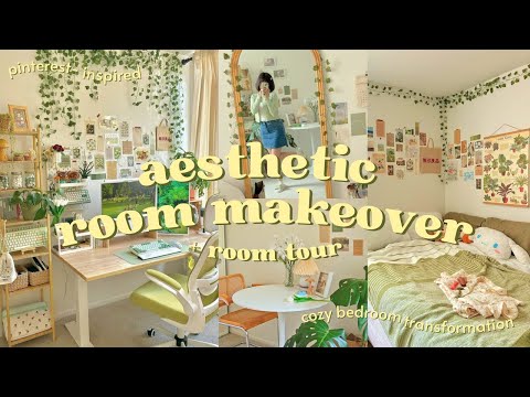 *extreme* aesthetic room makeover + tour 🌿✨ pinterest-inspired, cozy bedroom transformation
