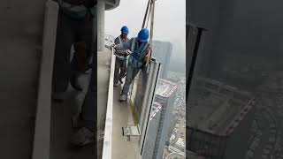 Installation of Unitized Glass Facade Wall - Glass Curtain Wall Construction#shorts