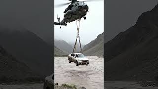 FloodRescue #HelicopterLift #CarRescue #EmergencyScene #MountainFlood #AIRescue #RealisticDisaster