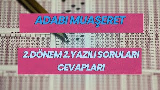 Adabı Muaşeret 2.Dönem 2.Yazılı Soruları Cevapları (Maarife Uygun-Klasik)