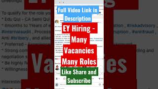 EY Hiring | Many Roles | Limited Time Oppurtunity | #eyindia #eyjobs #2024jobs #2023jobs #ytshort