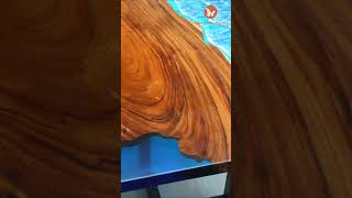 This WALNUT & OCEAN EPOXY Table is a Coastal DREAM #WalnutEpoxyTable #CoastalHomeDecor