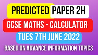 Edexcel GCSE Maths Paper 2H Predicted paper - Higher Tier