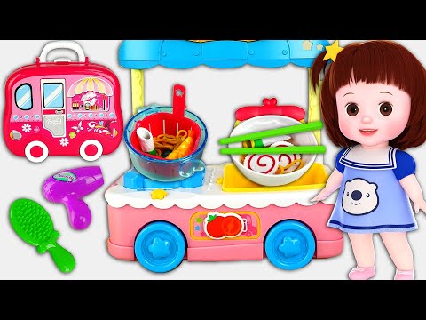 Baby Doli and noodle cooking truck and beauty car