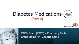 Top 200 Drugs Pharmacy Tech Exam: Diabetes Medications Flashcards (Part 2) no audio