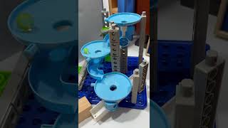 知育玩具☆ピタゴラスイッチビー玉転がしasmr☆水色の3段漏斗③ #ピタゴラスイッチ #marblerun #marblerace #ビー玉転がし #marble