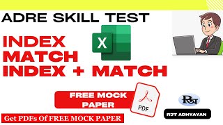 INDEX MATCH FUNCTION /  MS EXCEL / ADRE SKILL TEST