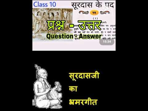 सूरदास के पद प्रश्न उत्तर Class10th Hindi (NCERT)