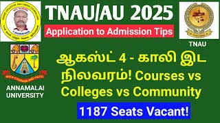 TNAU/AU 2025 | August 4 - Vacancy Status! Courses vs Colleges vs Community #ktvschool #tnau #au