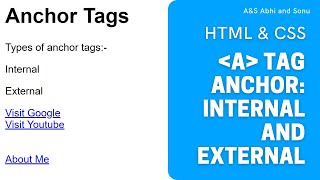 Anchor Tag Internal and External | HTML and CSS for beginners