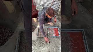 Crafting Perfect Red Cement Tiles – Skilled Worker in Action #RedTiles #TuffTileCrafting #Handmade