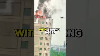 Drones Battle High-Rise Fire with Precision! #drones #wildfire