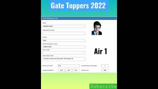 GATE 2022 Result out !! IIT KGP GATE TOPPERS AIR - 1 GATE SCORE CARD DOWNLOAD #shorts #ytshorts#gate
