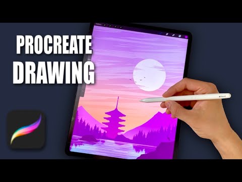 Landscape Drawing on iPad in Procreate - Digital Art (#Shorts)