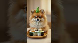 He doesn’t bark… unless the sushi is late. 🍣🐶 #shorts