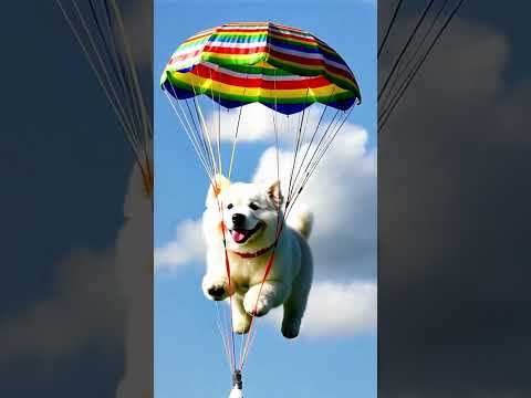 Cún con với dù lượn - Vui tươi và thanh bình quá (Puppy with paraglider - ...) #funny #animal #dog