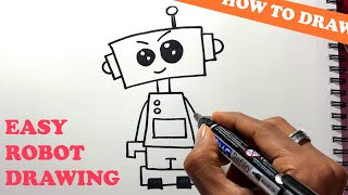 How to Draw a Cute Robot Step by Step | Simple & Easy Robot Drawing Kids