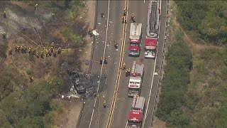 Five people dead after three-car collision turned vegetation fire in Poway