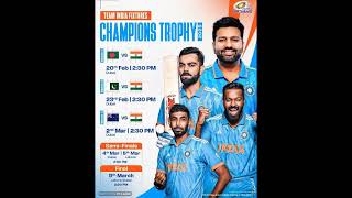 CHAMPION TROPHY 2025 SCHEDULE #ipl #rohitsharma #msdhoni #viratkohli #india #indian #kkr #mi #dc #gt
