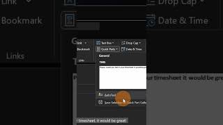 ⚡ How to use quick parts to create templates in Outlook #shorts