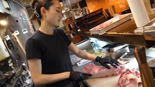 She Preps Kobe Steaks All By Herself! Crazy Popular Steakhouse in Kobe!