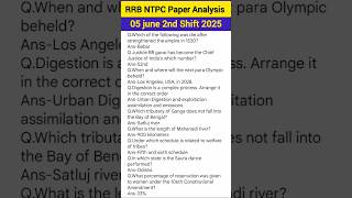 RRB NTPC Paper Analysis 2025| rrb ntpc exam review| 05 june 2nd shift RRB NTPC Paper solution#rrb#gk