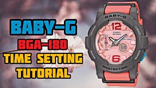 How to set time on Baby-G BGA-180 | Casio Baby-G BGA-180 Time Setting Adjust | Watch Repair Channel