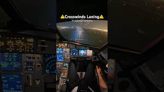 Crosswinds landing at night #airbus #aviation #landing