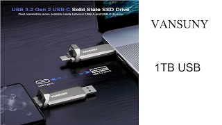 Vansuny 1TB USB Solid State Drive Up to 1000MB/s 3.2 Gen 2 Dual SSD USB