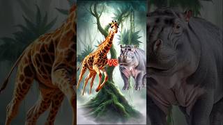 Giraffe vs Animals & Jurassic World #animalbattle #hippo