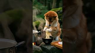 新鮮な水で作る料理はおいしい🗻#柴犬 #犬 #うどん #shibainu #shiba #dog #西巴犬 #시바견