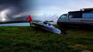 Kayak Fishing in a LIGHTNING STORM... Vanlife Catch and Cook