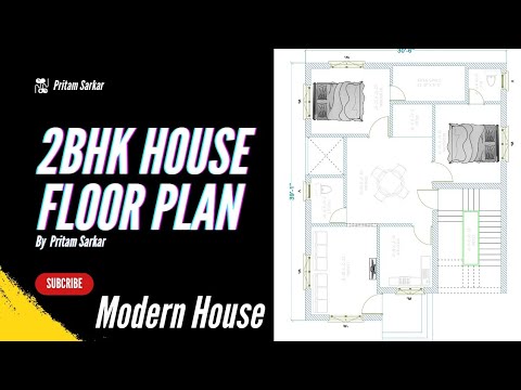 2D Floor Plan In Autocad | 2bhk House Plan | Autocad | Pritam Sarkar